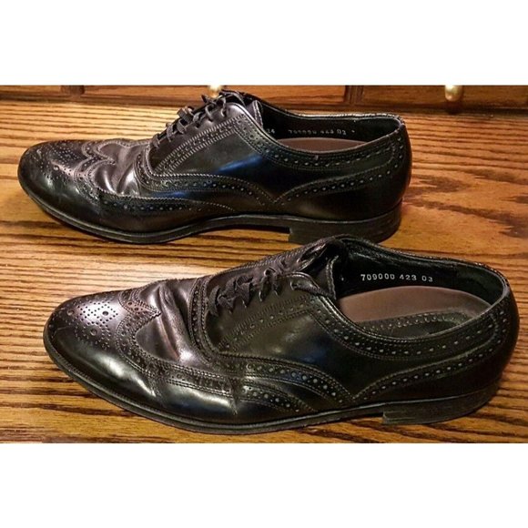 Florsheim Lexington Men's 20381 Black Leather Wingtip Oxfords 9.5 D - Picture 5 of 12
